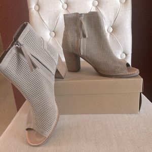 TOMS Peep Toe Suede Bootie